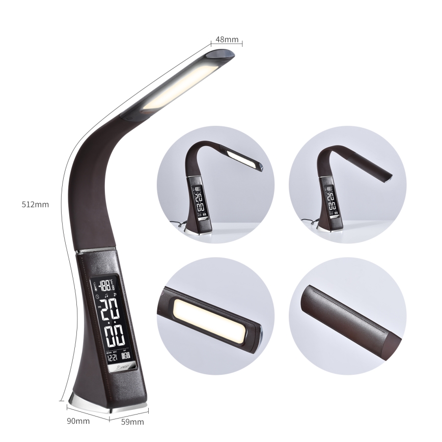 Brilagi - LED Димируема настолна лампа с display PELLE LED/7W/230V кафяв