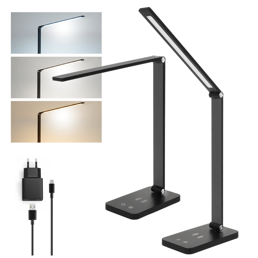 Brilagi - LED димируема сензорна настолна лампа с безжично зареждане QI MODO CHARGE LED/7W/5V 3000/4000/6000K черна