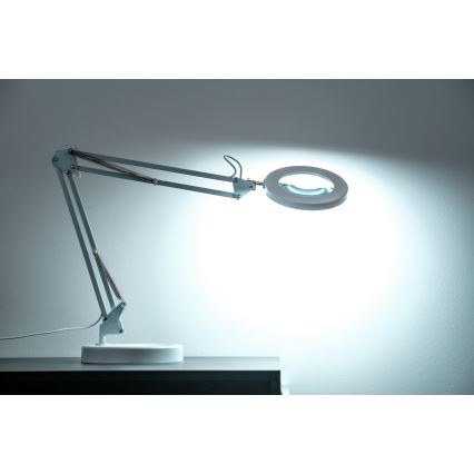 Brilagi - LED Димируема настолна лампа с лупа LENS LED/12W/5V 3000/4200/6000K бял