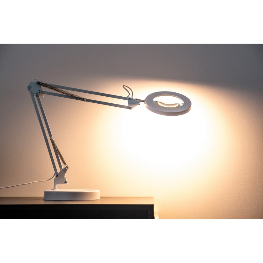 Brilagi - LED Димируема настолна лампа с лупа LENS LED/12W/5V 3000/4200/6000K бял