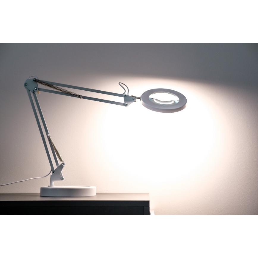 Brilagi - LED Димируема настолна лампа с лупа LENS LED/12W/5V 3000/4200/6000K бял