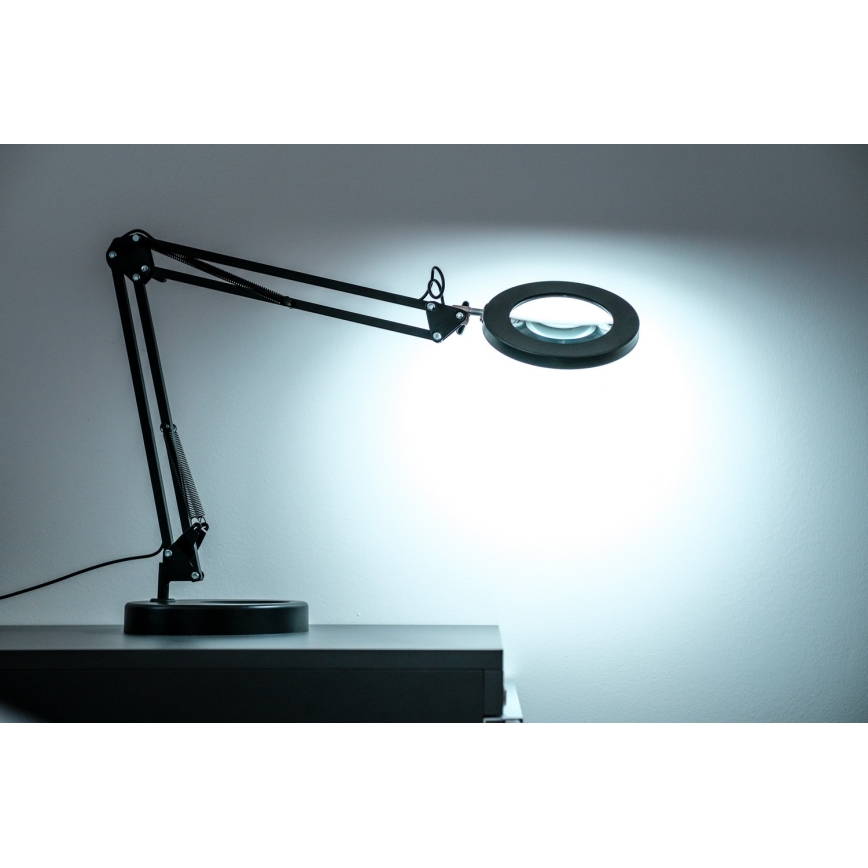 Brilagi - LED Димируема настолна лампа с лупа LENS LED/12W/5V 3000/4200/6000K черен