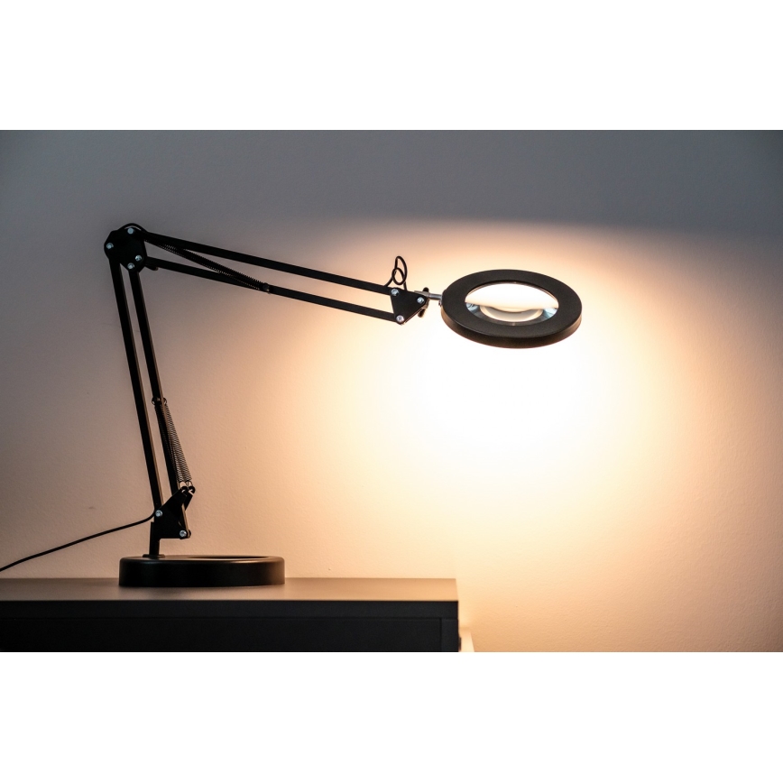 Brilagi - LED Димируема настолна лампа с лупа LENS LED/12W/5V 3000/4200/6000K черен