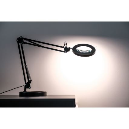 Brilagi - LED Димируема настолна лампа с лупа LENS LED/12W/5V 3000/4200/6000K черен