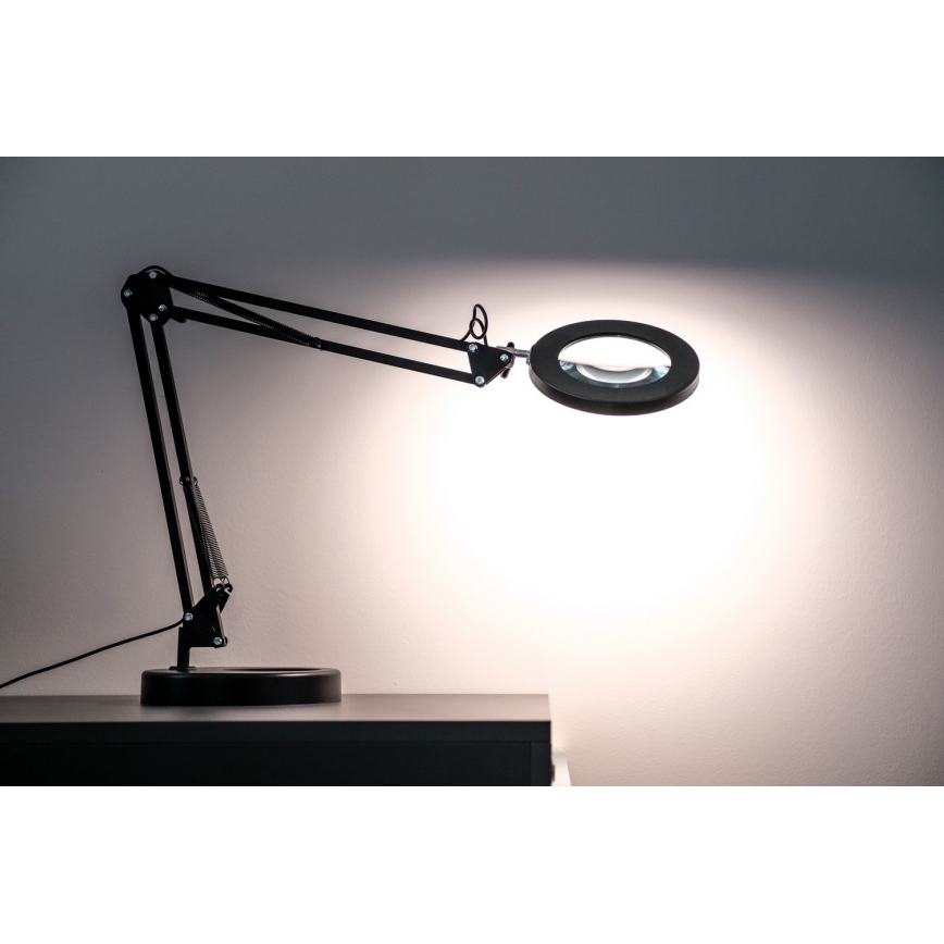 Brilagi - LED Димируема настолна лампа с лупа LENS LED/12W/5V 3000/4200/6000K черен