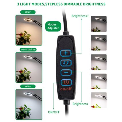 Brilagi - LED Димируема настолна лампа с лупа LENS LED/12W/5V 3000/4200/6000K черен