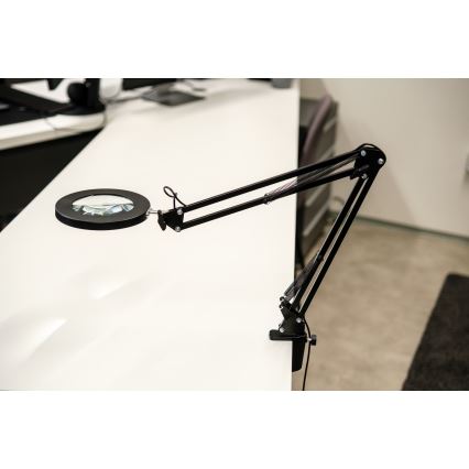 Brilagi - LED Димируема настолна лампа с лупа LENS LED/12W/5V 3000/4200/6000K черен