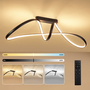 Brilagi - LED димируема плафонна лампа TWISTER LED/60W/230V 3000-6000K черна + дистанционно управление