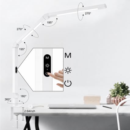 Brilagi - VARIO гъвкава настолна LED лампа, с възможност за димиране, сензорно управление, 12W, 230V, 3000/4000/5000/6500K, CRI 92, бяла
