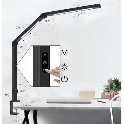 Brilagi - LED Димируем докосване гъвкав настолна лампа VARIO LED/12W/230V 3000/4000/5000/6500K CRI 92 черен