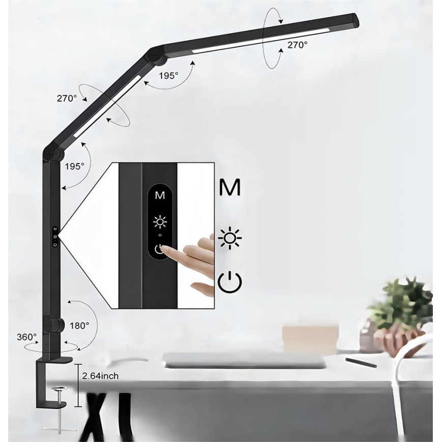 Brilagi - LED Димируем докосване гъвкав настолна лампа VARIO LED/12W/230V 3000/4000/5000/6500K CRI 92 черен