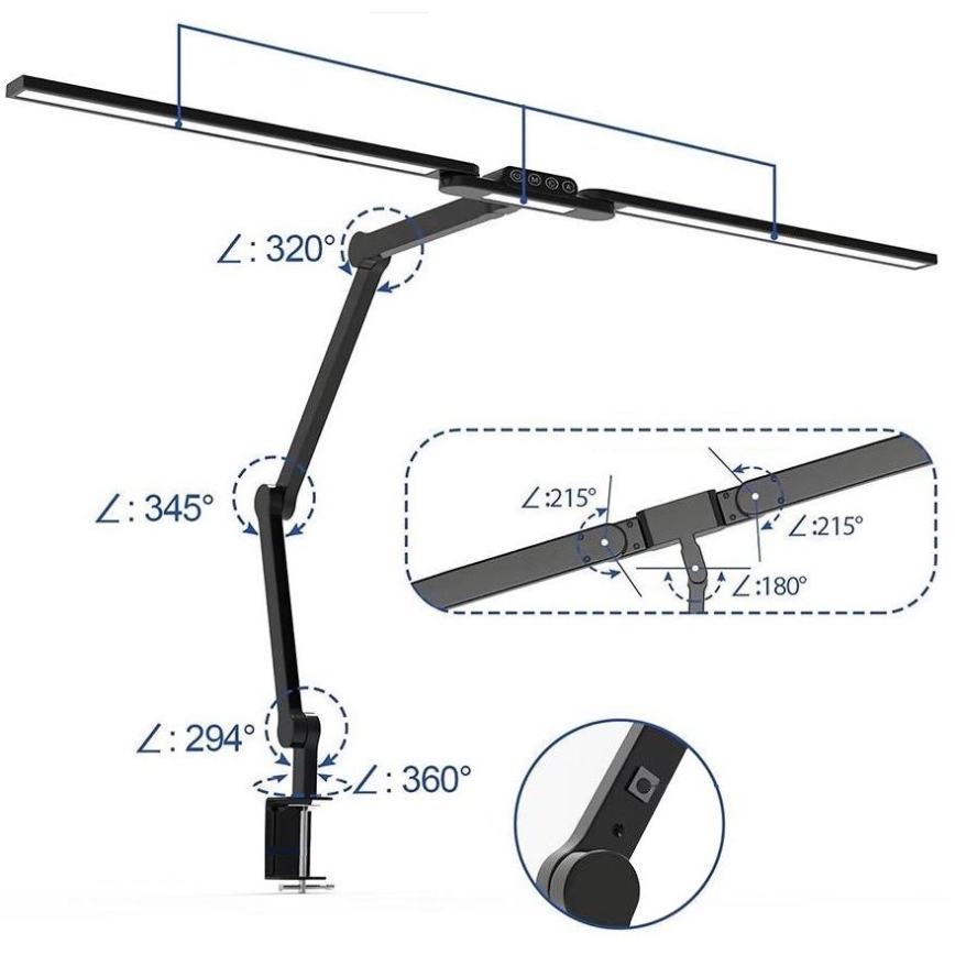 Brilagi - LED Димируем докосване гъвкав настолна лампа VARIO LED/24W/230V 3000-6500K CRI 92 черен