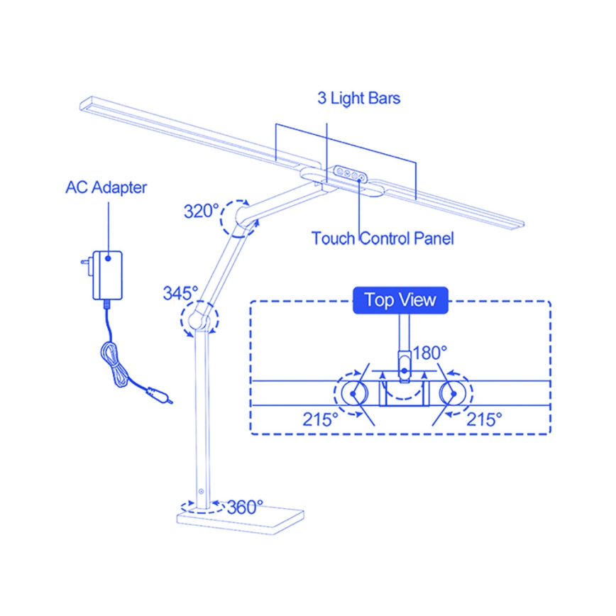 Brilagi - Димируема сензорна настолна лампа VARIO LED/24W/230V 3000-6500K CRI 92 черна