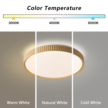 Brilagi - LED Димируемо таванно осветително тяло CORVO LED/72W/230V 3000-6000K с дървен декор пр. 50 см + дистанционно управление
