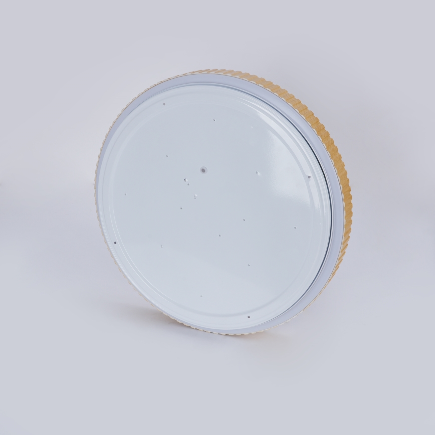 Brilagi - LED Димируемо таванно осветително тяло CORVO LED/72W/230V 3000-6000K с дървен декор пр. 50 см + дистанционно управление