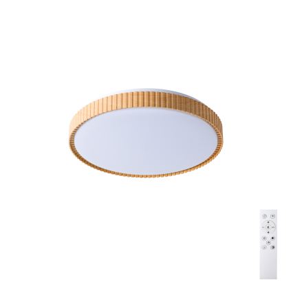 Brilagi - LED Димируемо таванно осветително тяло CORVO LED/72W/230V 3000-6000K с дървен декор пр. 50 см + дистанционно управление