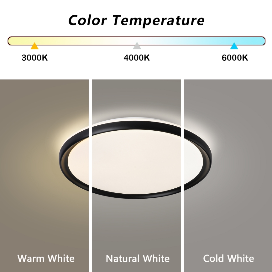 Brilagi - Димируема LED плафониера RIVO LED/72W/230V 3000-6000K черна Ø 50 см + дистанционно управление