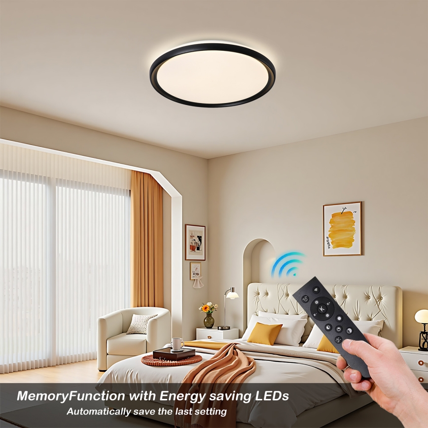 Brilagi - Димируема LED плафониера RIVO LED/72W/230V 3000-6000K черна Ø 50 см + дистанционно управление