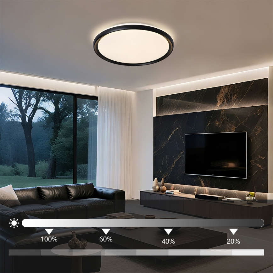 Brilagi - Димируема LED плафониера RIVO LED/72W/230V 3000-6000K черна Ø 50 см + дистанционно управление