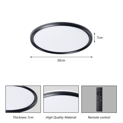 Brilagi - Димируема LED плафониера RIVO LED/72W/230V 3000-6000K черна Ø 50 см + дистанционно управление