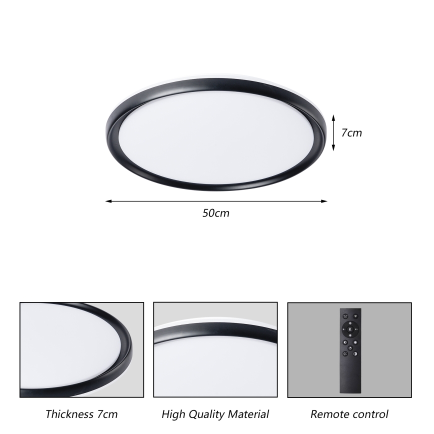 Brilagi - Димируема LED плафониера RIVO LED/72W/230V 3000-6000K черна Ø 50 см + дистанционно управление