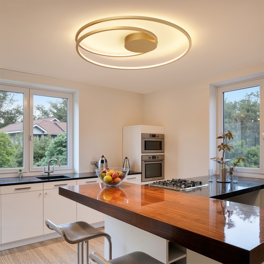 Brilagi - LED таванно осветително тяло TWISTER с възможност за димиране LED/105W/230V 3000-6000K Ø 100 cm златисто + дистанционно управление