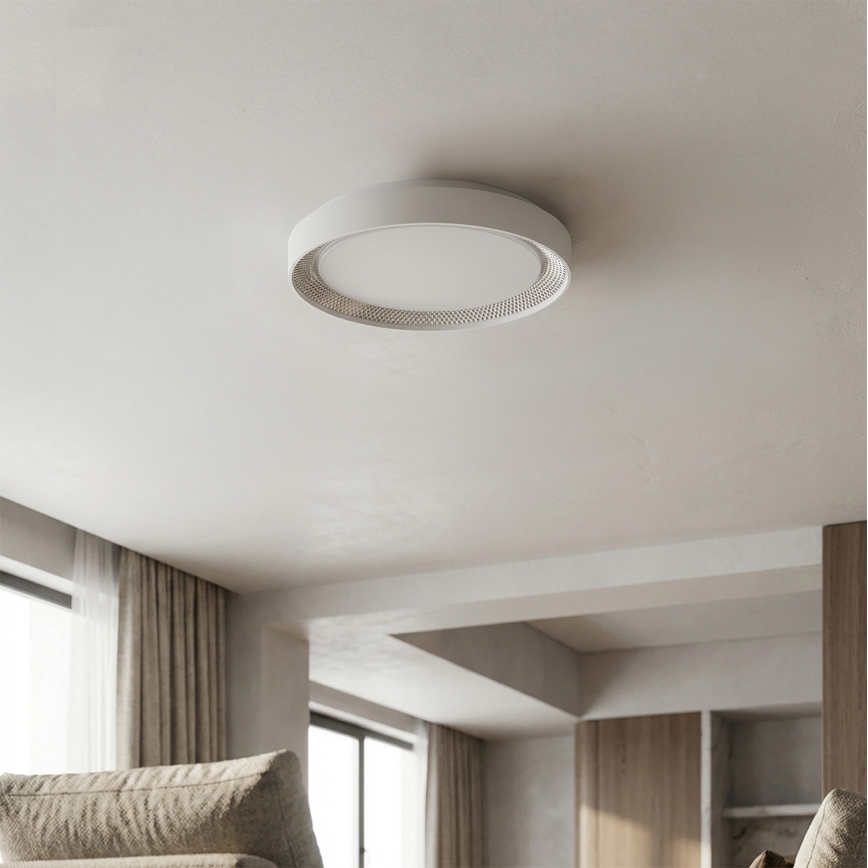 Brilagi - Димируема LED таванна лампа WALDO, 48 W, 230 V, 3000–6500 K, Ø 40 см, бяла/сребриста + дистанционно управление