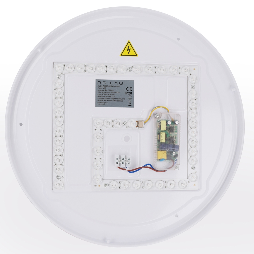 Brilagi - Димируема LED таванна лампа WALDO, 48 W, 230 V, 3000–6500 K, Ø 40 см, бяла/сребриста + дистанционно управление