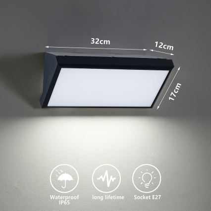 Brilagi - LED димируема външна стенна лампа TRIANGLE 1xE27/6W/230V 2700-6500K IP65 черна