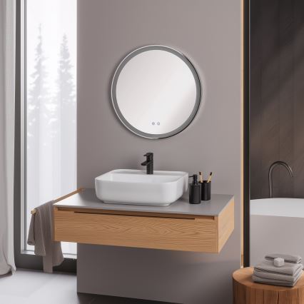 Brilagi - LED димируемо огледало за баня с подгряване и подсветка ALU PRO LED/18W/230V Ø 60 cm 3000/4000/6500K IP44 лъскав хром CRI 90