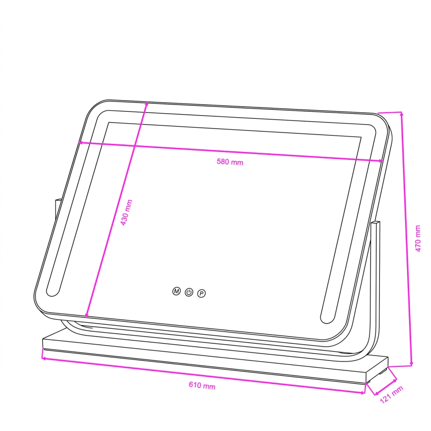 BRILAGI - Димируемо LED огледало за грим CALIFORNIA LED/22W/230V 3000/4000/6500K 58x43 cm черно