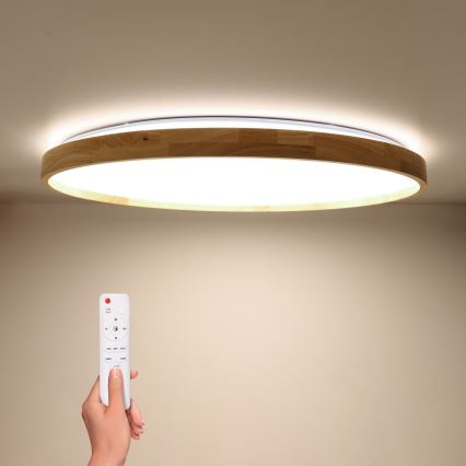 Brilagi - Димируема LED таванна лампа ALSON LED/72W/230V 3000-6500K, дъб, Ø 78 см + дистанционно управление