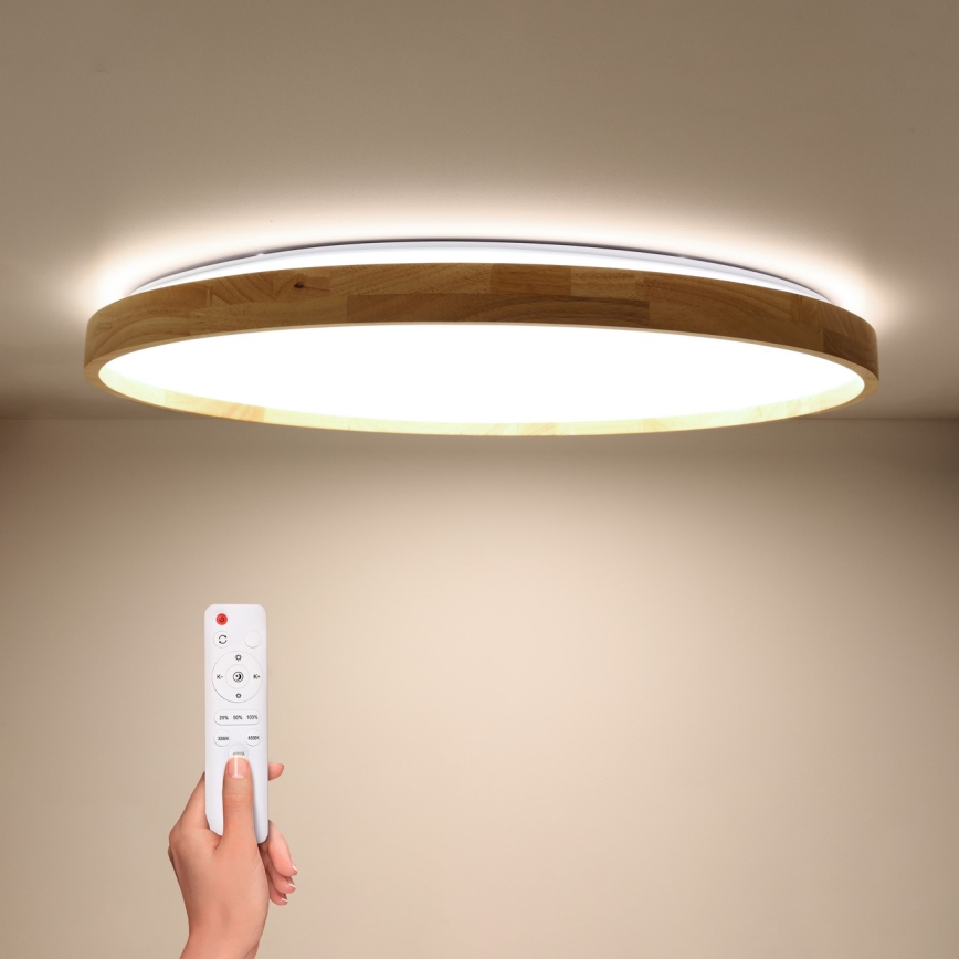 Brilagi - Димируема LED таванна лампа ALSON LED/72W/230V 3000-6500K, дъб, Ø 78 см + дистанционно управление