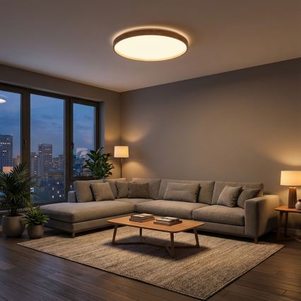 Brilagi - Димируема LED таванна лампа ALSON LED/72W/230V 3000-6500K, дъб, Ø 78 см + дистанционно управление