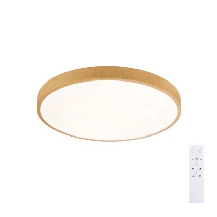 Brilagi - LED димируемо таванно осветително тяло GLASS POOL DOUBLE LED/48W/230V 3000-6000K 40 cm дървесен декор + дистанционно управление