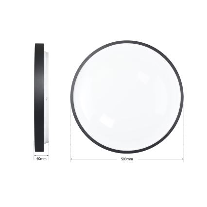 Brilagi - LED димируемо таванно осветително тяло GLASS POOL DOUBLE LED/60W/230V 3000-6000K 50 cm черно + дистанционно управление