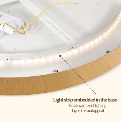 Brilagi - Димируемо LED таванно осветително тяло GLASS POOL DOUBLE LED/60W/230V 3000-6000K 50 см дървесен декор + дистанционно управление