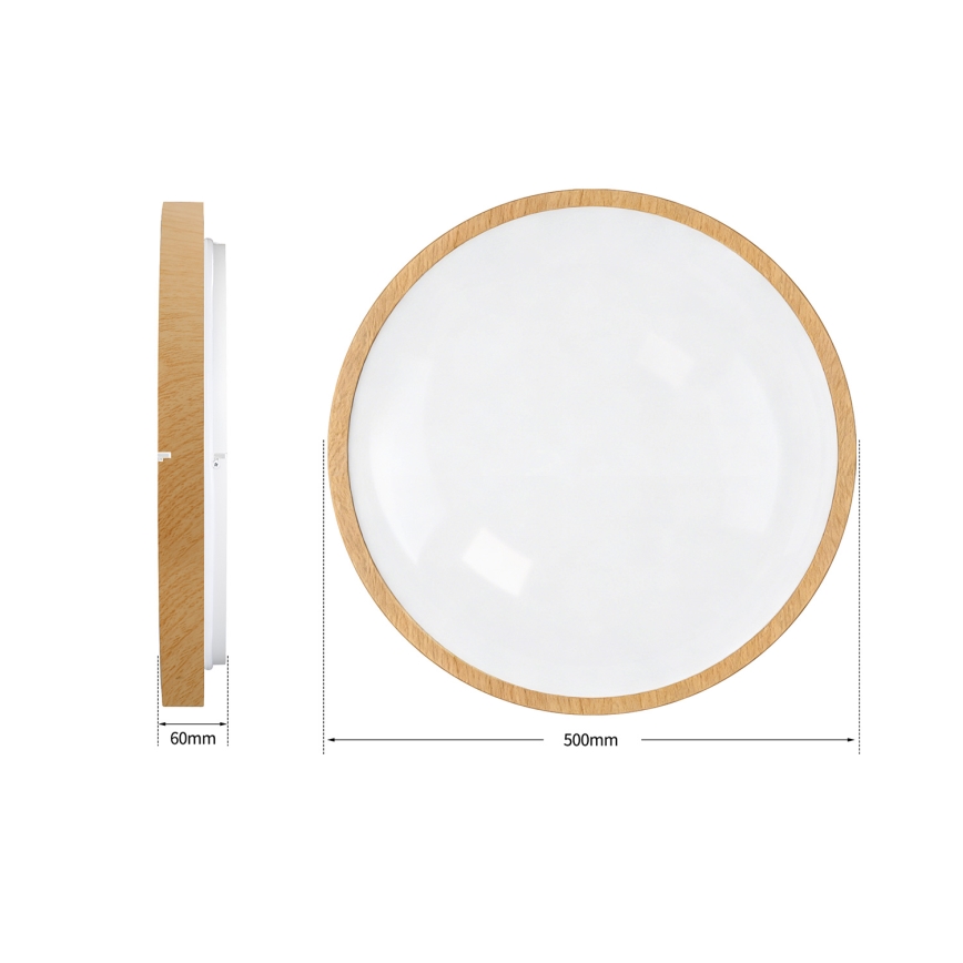 Brilagi - Димируемо LED таванно осветително тяло GLASS POOL DOUBLE LED/60W/230V 3000-6000K 50 см дървесен декор + дистанционно управление