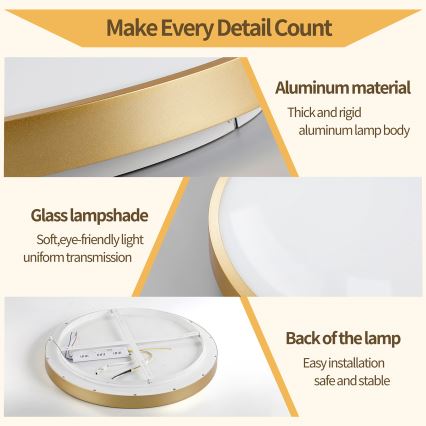 Brilagi - LED димируемо таванно осветително тяло GLASS POOL DOUBLE LED/60W/230V 3000-6000K 50 см златисто + дистанционно управление