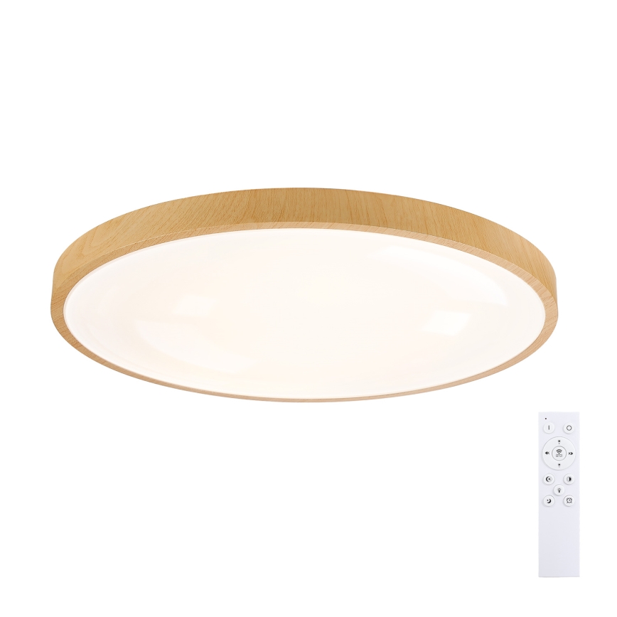 Brilagi - LED Димируемо таванно осветително тяло GLASS POOL DOUBLE LED/80W/230V 3000-6000K 60 cm с дървесен декор + дистанционно управление
