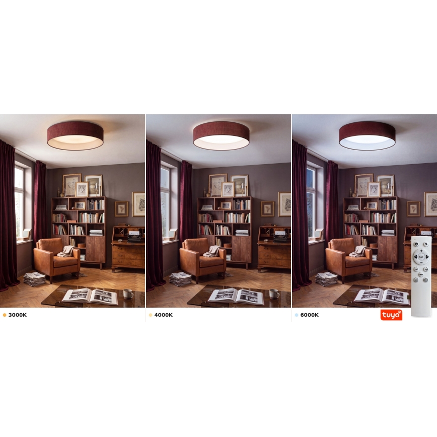 Brilagi - Димируем таванен плафон VELVET SMARTIX STARS LED/24W/230V 3000-6000K Ø 45 см винено Wi-Fi Tuya Beacon + дистанционно управление