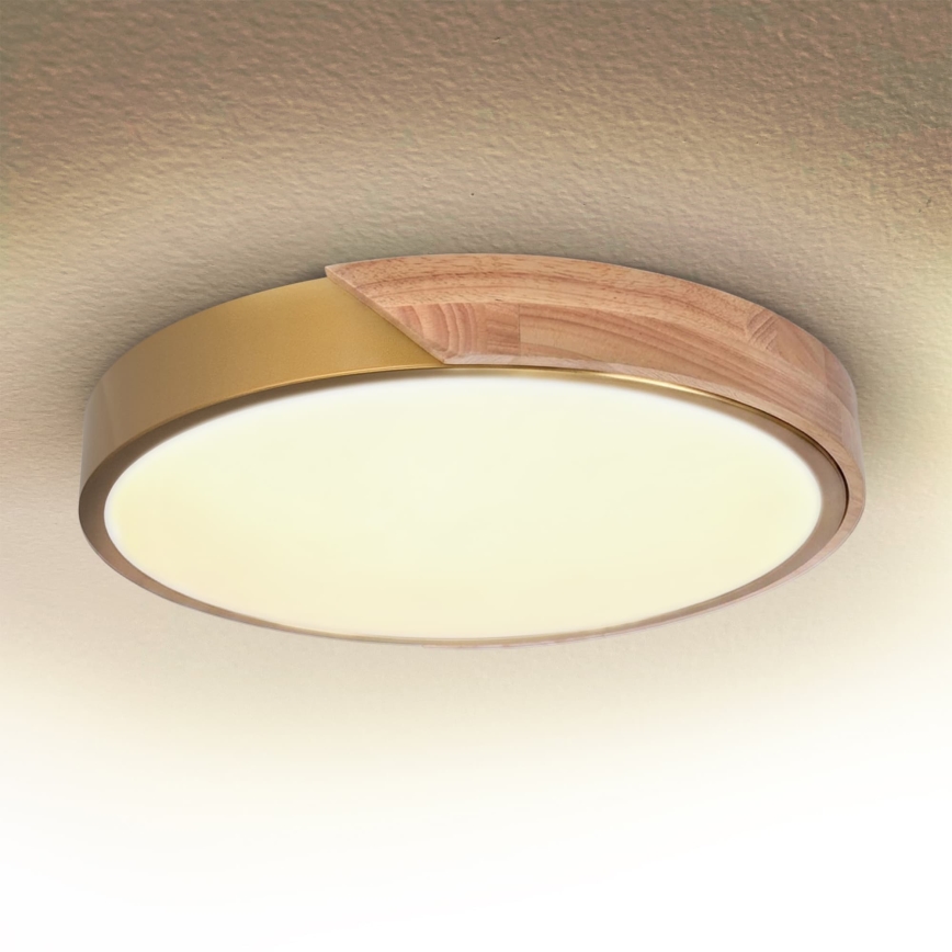 BRILAGI - LED димируемо таванно осветително тяло PILANA LED/48W/230V 3000-6500K дъб/злато Ø 40 см + дистанционно управление