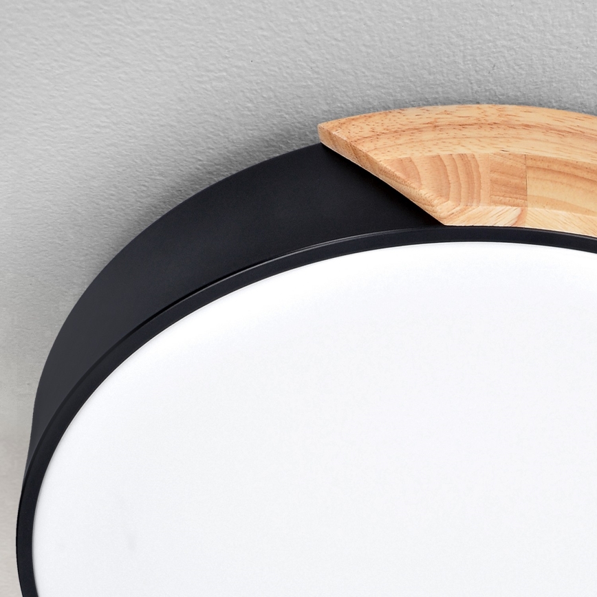 Brilagi - LED димируем таванен плафон PILANA LED/60W/230V дъб/черен диаметър 58,5 см  + дистанционно управление