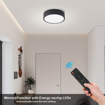 Brilagi - LED димируемо таванно осветително тяло POOL LED/18W/230V 3000-6000K 20 cm черно + дистанционно управление