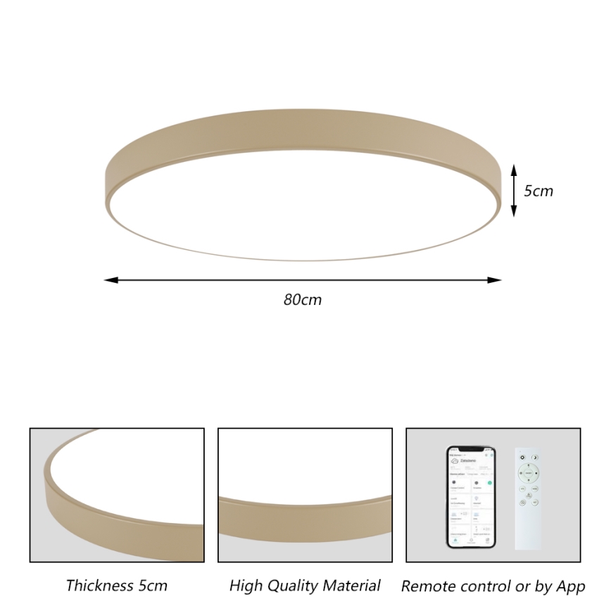 Brilagi - Димируемо LED таванно осветително тяло POOL SMART LED/100W/230V 3000-6000K 80 cm бежово Wi-Fi Tuya + дистанционно управление