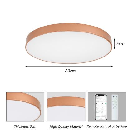 BRILAGI - димируемо таванно LED осветително тяло POOL SMART LED/100W/230V 3000-6000K pr. 80 cm Wi-Fi Tuya в меден цвят + дистанционно управление