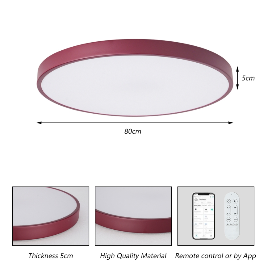 Brilagi - Димируемо LED осветително тяло POOL SMART LED/100W/230V Ø 80 cm 3000-6000K Wi-Fi Tuya + дистанционно управление бордо