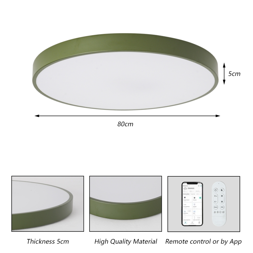 Brilagi - LED димируемо осветително тяло POOL SMART LED/100W/230V диаметър 80 см 3000-6000K Wi-Fi Tuya + дистанционно управление зелено
