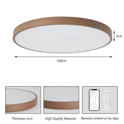 Brilagi - Димируемо LED осветително тяло POOL SMART LED/128W/230V Ø 100 см 3000-6000K Wi-Fi Tuya + дистанционно управление кафяво