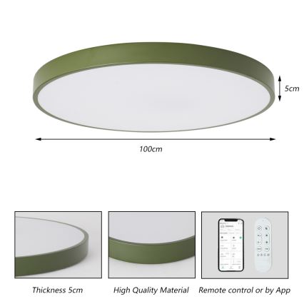 Brilagi - LED димируемо осветително тяло POOL SMART LED/128W/230V диаметър 100 см 3000-6000K Wi-Fi Tuya + дистанционно управление зелено